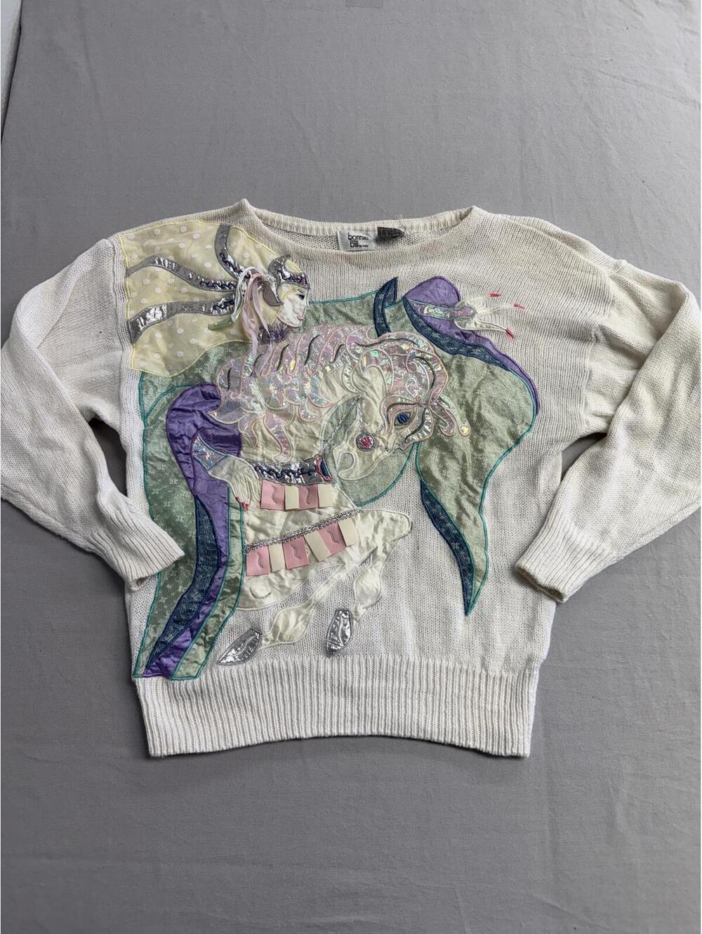 Vintage 3D Prince on a Pony Sweater Bonnie & Bill by Holly S